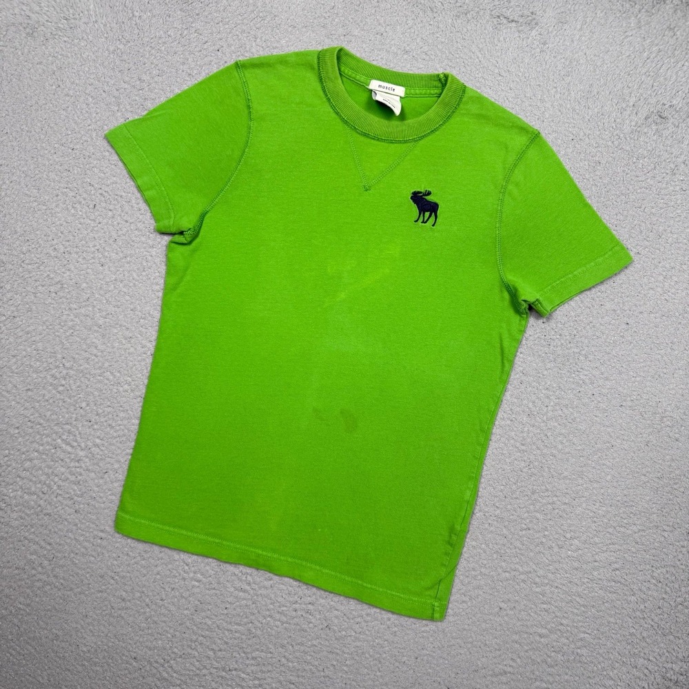 Kids Vintage Y2K Abercrombie & Fitch Green Muscle T-Shirt